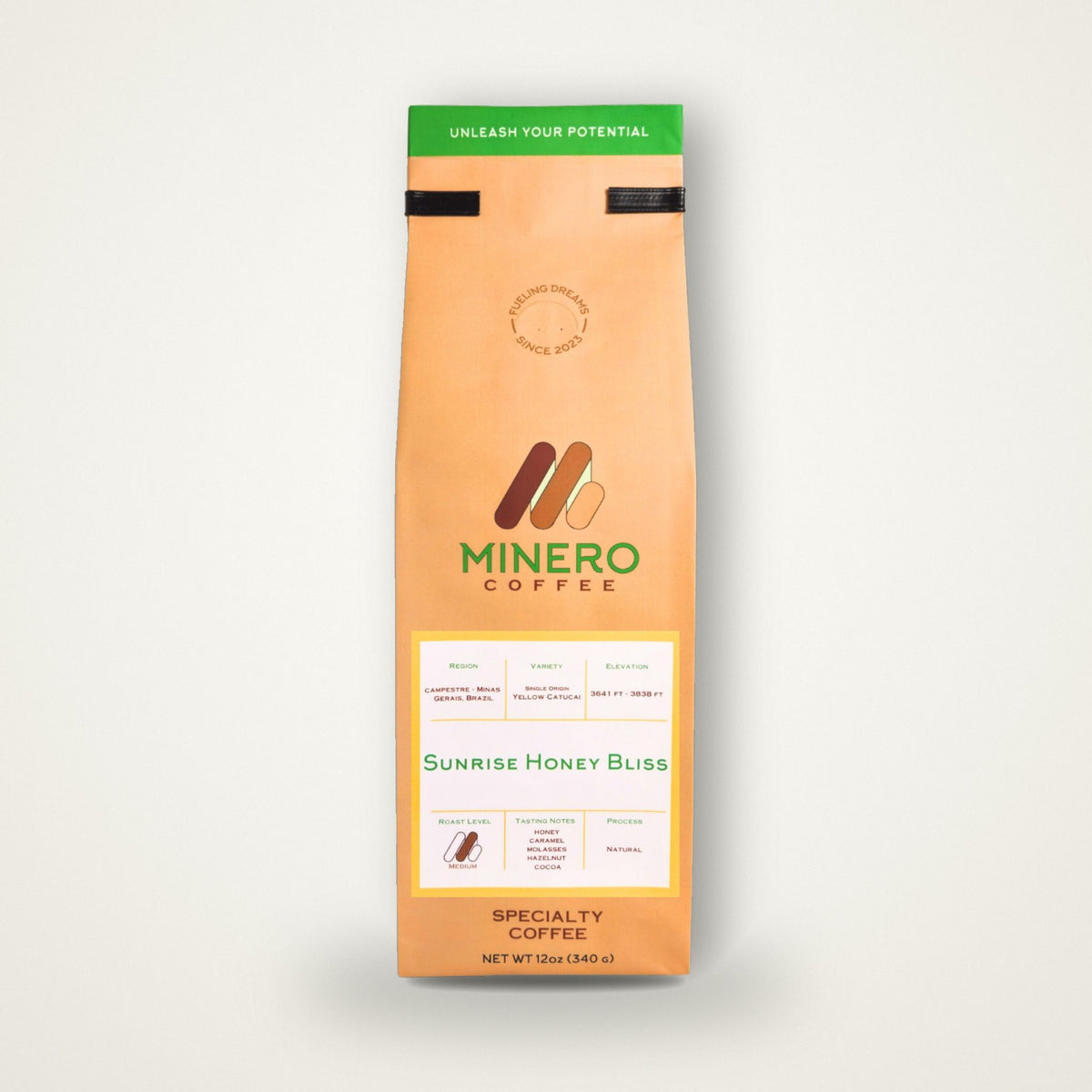 Sunrise Honey Bliss 12oz bag of Minero specialty coffee
